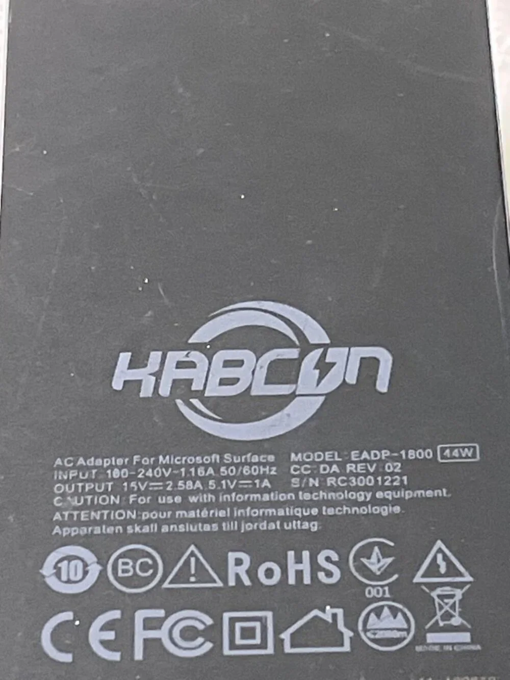 Kabcon Surface Charger 44W Power Adapter With USB Port For Microsoft Devices 26a